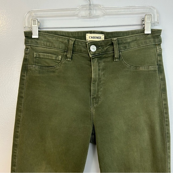 L'AGENCE Margo Olive Green Skinny Mid Rise Cropped Ankle Jeans Size 28 - Picture 4 of 12